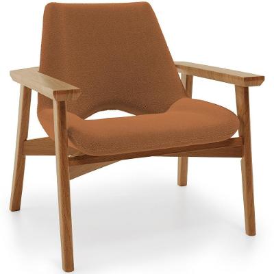Poltrona Decorativa Living Base Madeira Becker L02 Bouclê Terracota