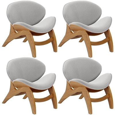 Kit 4 Poltronas Decorativa Orgânica Sala Living Kadosh L02 Bouclê Cinza