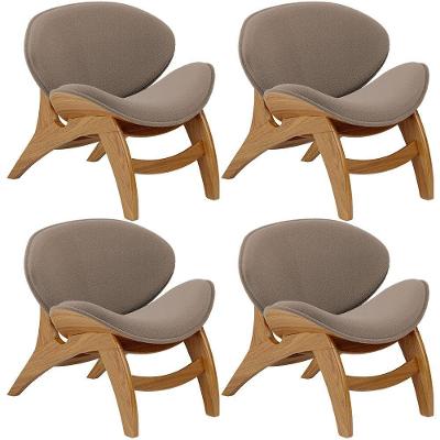 Kit 4 Poltronas Decorativa Orgânica Sala Living Kadosh L02 Bouclê Bege