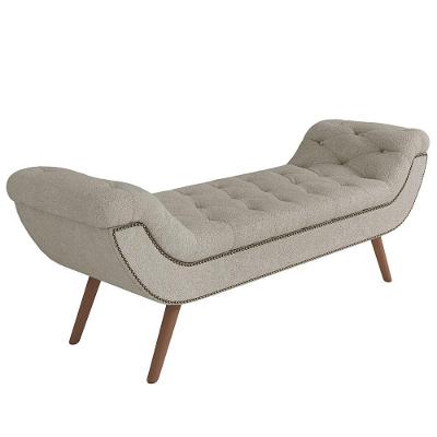 Puff Recamier Decorativo Com Tachas 195cm Santorini Bouclê Creme