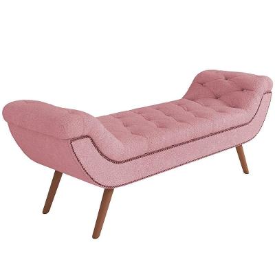 Puff Recamier Decorativo Com Tachas 160cm Santorini Bouclê Rosê