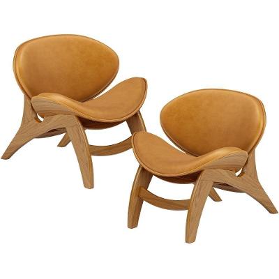 Kit 2 Poltronas Decorativa Orgânica Sala Living Kadosh L02 Couríssimo Whisky