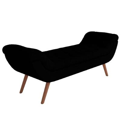 Puff Recamier Decorativo Com Tachas 140cm Santorini Bouclê Preto