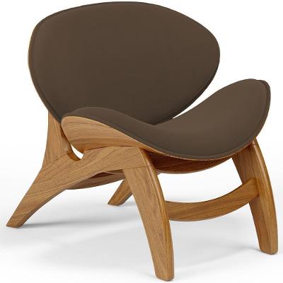 Poltrona Decorativa Orgânica Sala Living Kadosh L02 Suede Marrom