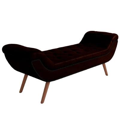 Puff Recamier Decorativo Com Tachas 160cm Santorini Couríssimo Marrom