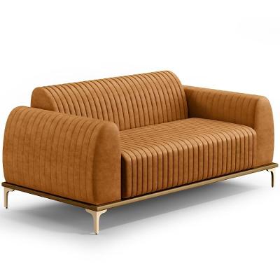 Sofá 2 Lugares Molino 150cm D02 Base Castanho Pés D'ouro Couríssimo Whisky B-90