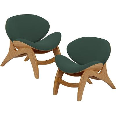 Kit 2 Poltronas Decorativa Orgânica Sala Living Kadosh L02 Suede Verde Musgo