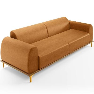 Sofá 4 Lugares Kiev 300cm D02 Base Castanho Pés D'ouro Couríssimo Whisky B-90