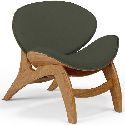 Poltrona Decorativa Orgânica Sala Living Kadosh L02 Linho Verde Musgo