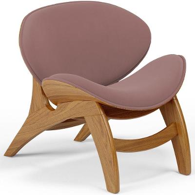Poltrona Decorativa Orgânica Sala Living Kadosh L02 Suede Rosê