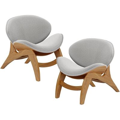 Kit 2 Poltronas Decorativa Orgânica Sala Living Kadosh L02 Bouclê Cinza