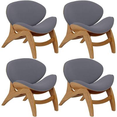 Kit 4 Poltronas Decorativa Orgânica Sala Living Kadosh L02 Suede Cinza