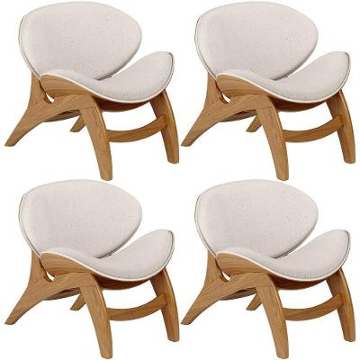 Kit 4 Poltronas Decorativa Orgânica Sala Living Kadosh L02 Linho Cru