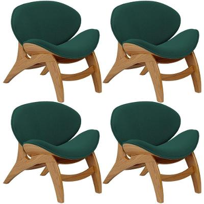 Kit 4 Poltronas Decorativa Orgânica Sala Living Kadosh L02 Bouclê Verde