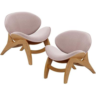 Kit 2 Poltronas Decorativa Orgânica Sala Living Kadosh L02 Bouclê Rosê