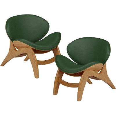 Kit 2 Poltronas Decorativa Orgânica Sala Living Kadosh L02 Couríssimo Verde Musgo