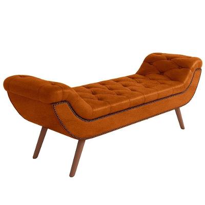 Puff Recamier Decorativo Com Tachas 160cm Santorini Couríssimo Camel