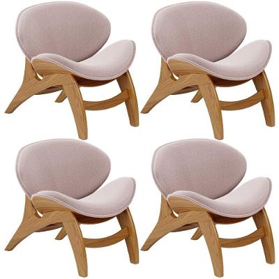 Kit 4 Poltronas Decorativa Orgânica Sala Living Kadosh L02 Bouclê Rosê