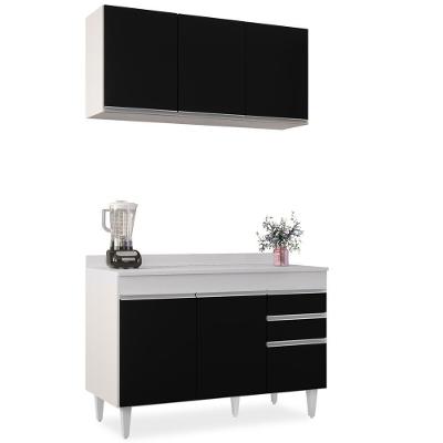 Armário Virgínia E Balcão Com Tampo Michigan 120cm Branco/preto - Lumil