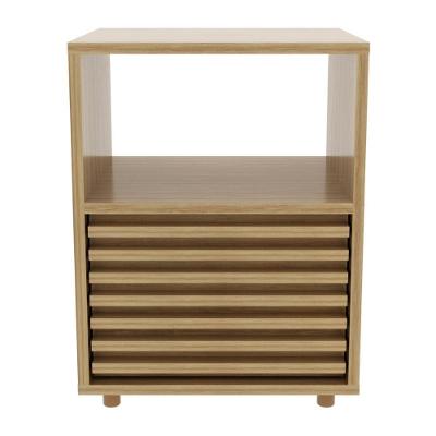 Mesa De Cabeceira 38,3cm Com 1 Gaveta Ripada Multimóveis Cr35246 Amêndoa