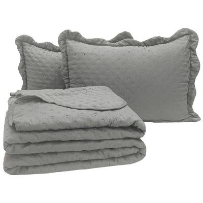 Cobre Leito Queen Bold Dupla Face 300 Fios 3 Peças - Chumbo