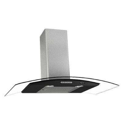 Coifa de Parede 90 cm Vidro Curvo Terim Black Inox 110V