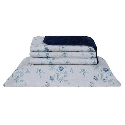 Cobre Leito Solteiro Colori Dupla Face 200 Fios Estampado 2 Peças - Marie Azul