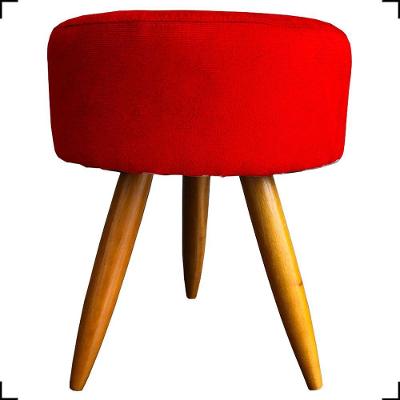Puff Redondo Suede Cores Pé Palito 25cm Castanho - Vermelho, Suede