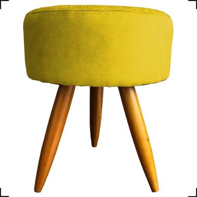 Puff Redondo Suede Cores Pé Palito 25cm Castanho - Amarelo, Suede