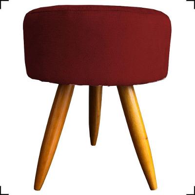 Puff Redondo Suede Cores Pé Palito 25cm Castanho - Bordô, Suede