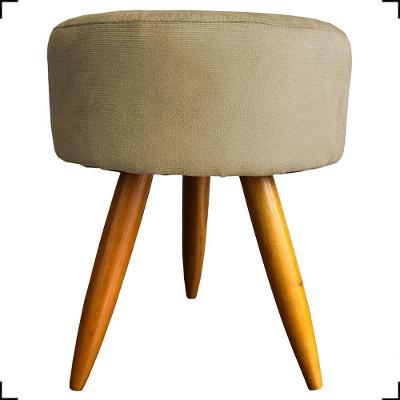 Puff Redondo Suede Cores Pé Palito 25cm Castanho - Nude, Suede