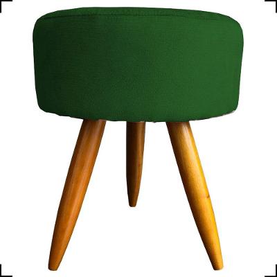 Puff Redondo Suede Cores Pé Palito 25cm Castanho - Verde, Suede