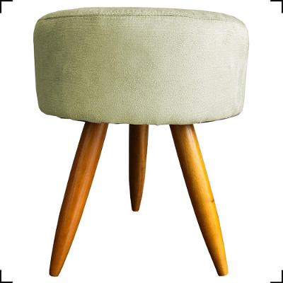 Puff Redondo Suede Cores Pé Palito 25cm Castanho - Bege, Suede