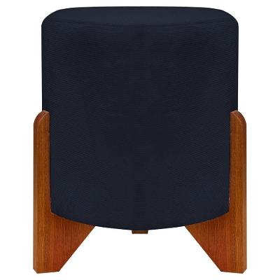 Puff Redondo Eloah Suede Cores Pe Castanho - Preto, Suede