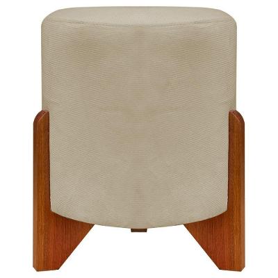 Puff Redondo Eloah Suede Cores Pe Castanho - Nude, Suede
