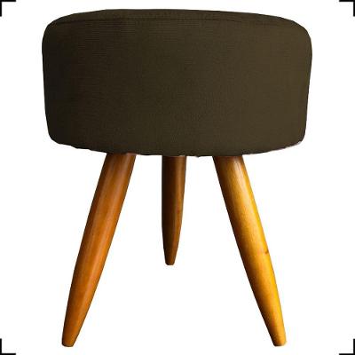 Puff Redondo Suede Cores Pé Palito 25cm Castanho - Marrom, Suede