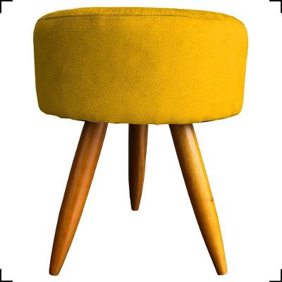 Puff Redondo Suede Cores Pé Palito 25cm Castanho - Mostarda, Suede