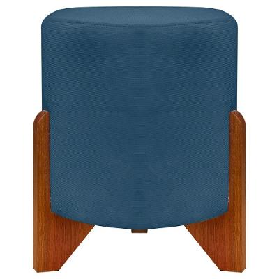 Puff Redondo Eloah Suede Cores Pe Castanho - Azul-marinho, Suede