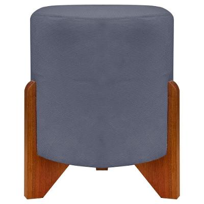 Puff Redondo Eloah Suede Cores Pe Castanho - Cinza, Suede