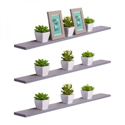 Kit 3 Prateleiras 100 X 20cm Cinza Claro Suporte Invisível