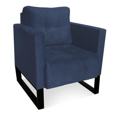 Poltrona Livia Suede Base Industrial Preto - D\'rossi Cor Azul Marinho
