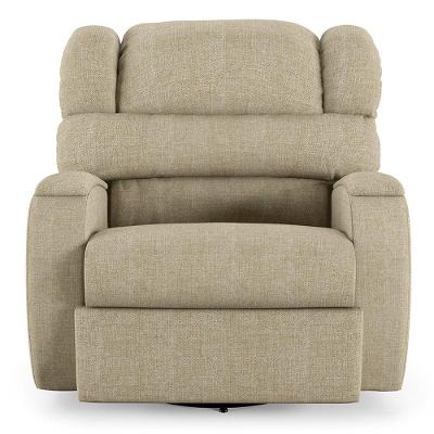 Poltrona Do Papai Reclinável Napoli Glider Giratória Usb Linho Fh1 - D\'rossi Cor Bege