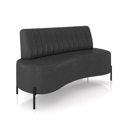 Sofá 2 Lugares Living 160cm Pé Ferro Pto Maraú Sintético Pu Preto K01 - D\'rossi