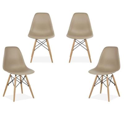 Kit 04 Cadeiras Decorativas Eiffel Charles Eames F03 Nude Com Pés De Madeira - Lyam Decor