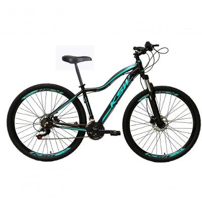 Bicicleta Feminina Aro 29 Ksw Mwza Alumínio 27v Freio A Disco Mecânico Garfo Com Suspensão - Preto-azul Tam.15
