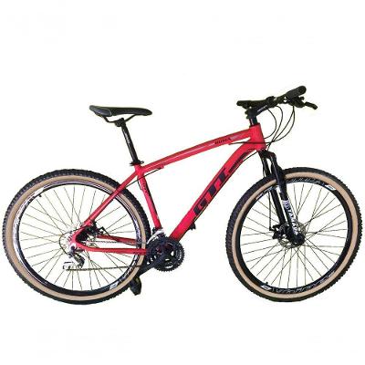 Bicicleta Aro 29 Gti Roma Alumínio 21v Freio A Disco Garfo Suspensão Pneu Faixa Bege - Vermelho Tam.19