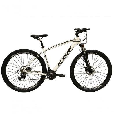 Bicicleta Aro 29 Ksw Xlt Alumínio 24v Câmbios Shimano Garfo Com Trava No Ombro - Branco Tam.17
