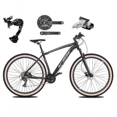 Bicicleta Aro 29 Ksw Xlt Alívio E Altus 27v Freio Hidráulico Garfo Trava Pneu Faixa - Preto-prata Tam.21