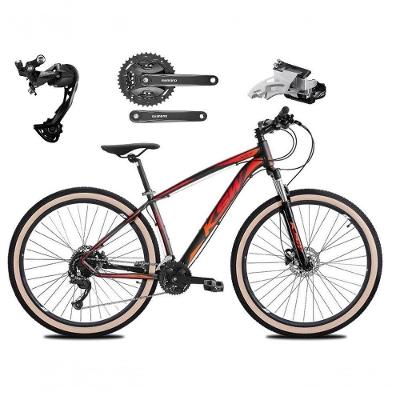 Bicicleta Aro 29 Ksw Xlt Alívio E Altus 27v Freio Hidráulico Garfo Trava Pneu Faixa - Preto-vermelho-laranja Tam.15