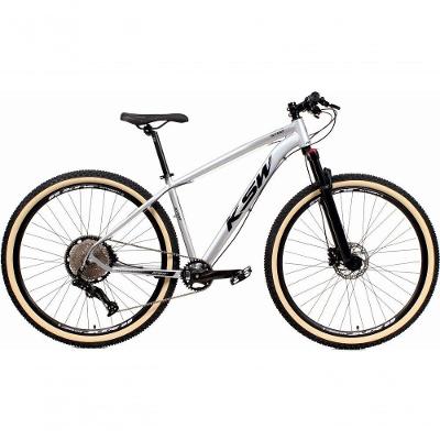 Bicicleta 29 Ksw Xlt 12v Freios Hidráulicos 1x12v Trava No Ombro Pneu Bege - Prata Tam.21